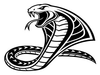 Fototapeta premium Aggressive Cobra Emblem Design in Monochrome Style
