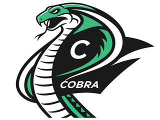 Aggressive Cobra Emblem Design in Monochrome Style