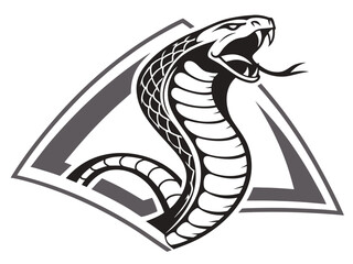 Fototapeta premium Aggressive Cobra Emblem Design in Monochrome Style