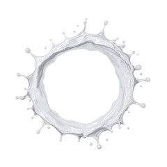 Obraz premium Milk Splash Ring Illustration Dairy Product Design Liquid Motion Graphic Cream White Circle on transparent background