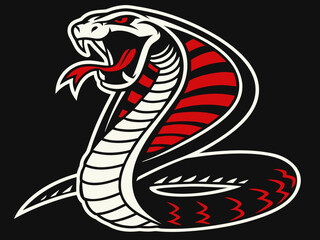 Fototapeta premium Aggressive Cobra Emblem Design in Monochrome Style