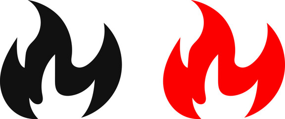 Fire icon. Simple flame symbol collection. Fire red, flames shapes, bonfire, fire logo design vector illustration