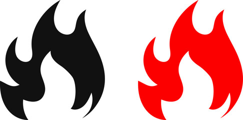 Fire icon. Simple flame symbol collection. Fire red, flames shapes, bonfire, fire logo design vector illustration