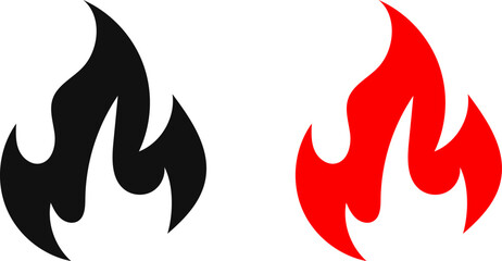 Fire icon. Simple flame symbol collection. Fire red, flames shapes, bonfire, fire logo design vector illustration