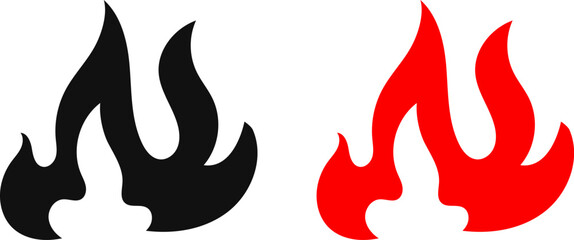 Fire icon. Simple flame symbol collection. Fire red, flames shapes, bonfire, fire logo design vector illustration