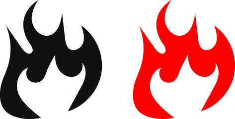 Fire icon. Simple flame symbol collection. Fire red, flames shapes, bonfire, fire logo design vector illustration