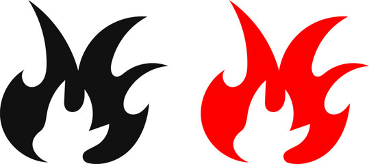 Fire icon. Simple flame symbol collection. Fire red, flames shapes, bonfire, fire logo design vector illustration