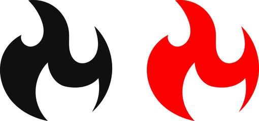 Fire icon. Simple flame symbol collection. Fire red, flames shapes, bonfire, fire logo design vector illustration