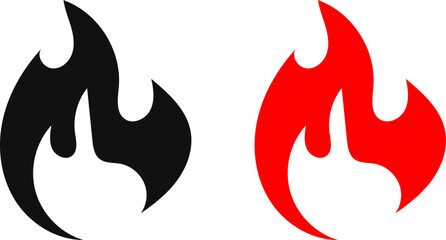 Fire icon. Simple flame symbol collection. Fire red, flames shapes, bonfire, fire logo design vector illustration