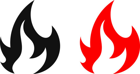 Fire icon. Simple flame symbol collection. Fire red, flames shapes, bonfire, fire logo design vector illustration