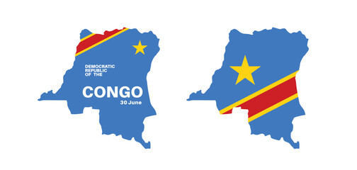 Set of isolated democratic republic of the congo maps. congo flag overlaid with flag proportions. Maps and traveling around the world