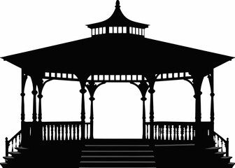 Gazebo Silhouette  Elegant Outdoor Pavilion Design