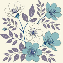 Elegant botanical illustration featuring floral design with leaves and branches, suitable for various creative projects.