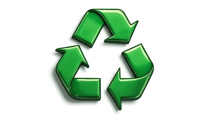 Obraz premium Green Recycling Symbol on White Background Eco-friendly Concept Image