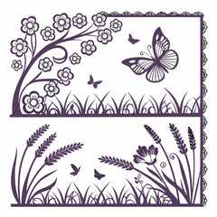 Elegant decorative floral and butterfly design with transparency for versatile design projects