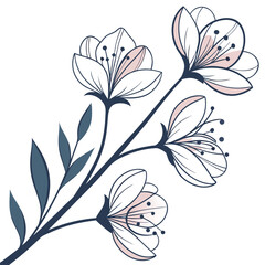 Elegant floral arrangement on a white background featuring delicate flowers and leafy sprigs design