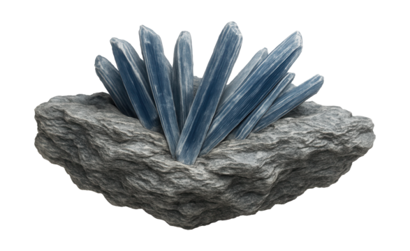 Kyanite blades in a schist matrix with blue-gray color