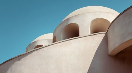Geometric concrete interior with light, Modern abstract space design, Sunlight and sharp shadows indoors, Minimalist architectural forms with view