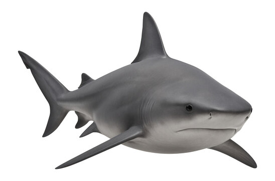 Bull shark with a robust, stocky body and blunt, rounded snout
