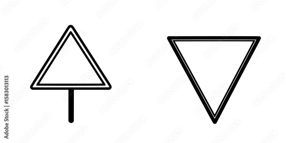 Poster black icons depicting triangular shapes on a simple background in a minimalist style suitable for va