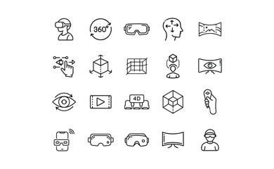 Virtual Reality and Augmented Reality Icons.