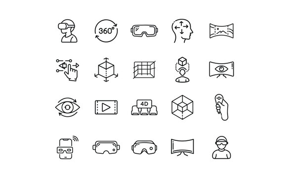 Virtual Reality and Augmented Reality Icons.