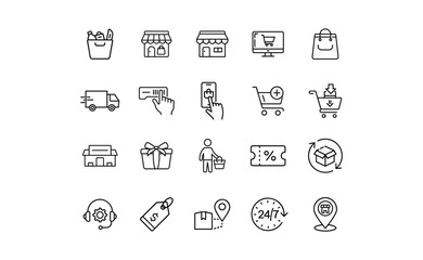 E-commerce and Online Shopping Icons.