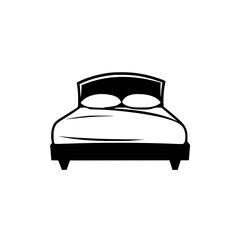 Black bed icon representing comfort and relaxation for home decor purposes in interior design projects