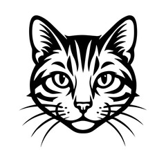 Black vector of face of cat, Cat vector face, editable formats: Ai, EPS, PNG, JPG