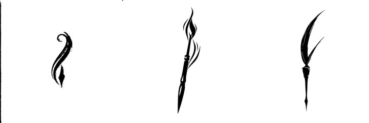 Artistic black icons representing various abstract shapes and forms suitable for digital designs and creative projects