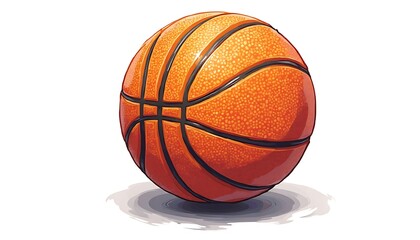 Fototapeta premium Isolated Basketball Illustration in Orange with Black Lines on White Background
