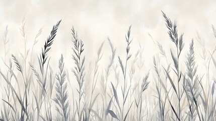 Fototapeta premium Serene Watercolor Field Grasses Painting Backdrop with Calming Colors and Minimalistic Aesthetic