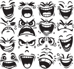 A whimsical vector collection of cartoon mustaches, eyes, and other funny facial illustrations for diverse styles and characters