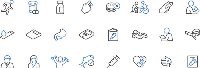 Obraz premium Pharmacy and Medical Supplies Icon Set – Pills, Medicine, Capsule, Prescription, Drug, Treatment, Tablet, Health, Bottle, Pharmacy, Icon