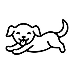 Obraz premium Playful puppy rolling on back with tongue out, concept of icon 