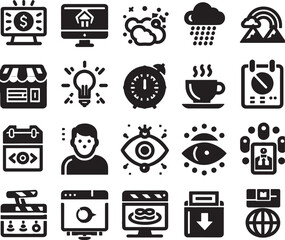 Food and drink vector icon set for web design