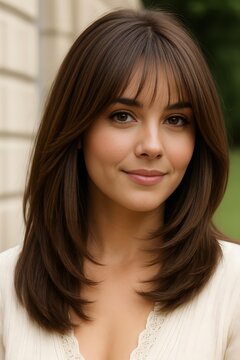 Gorgeous Model Shows Off Layered Haircut With Stylish Bangs

