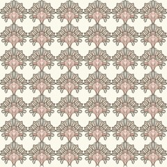 Modern, Art Deco, Art Nouveau. Seamless pattern of isolated graceful botanical elements, antique style for branding, advertising, wedding design. Digital illustration.