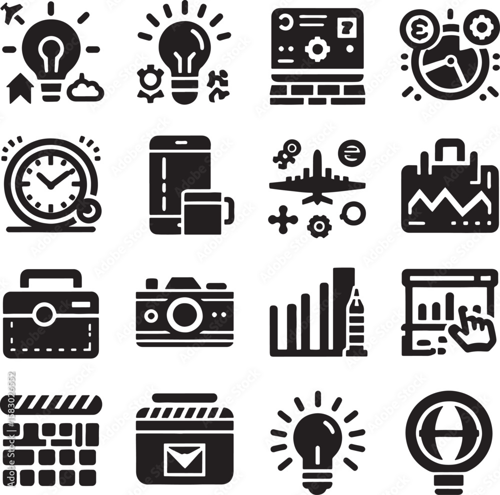 Fototapete collection of vector business, finance, and web icons—a complete set of symbols for internet, comput