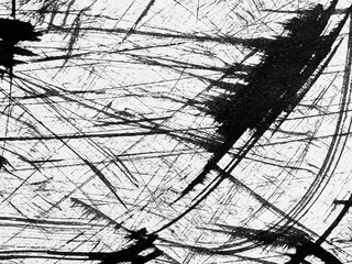 Abstract black and white artwork showcasing dynamic lines and textures in a contemporary style