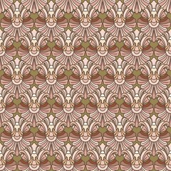 Modern, Art Deco, Art Nouveau. Seamless pattern of isolated graceful botanical elements, antique style for branding, advertising, wedding design. Digital illustration.