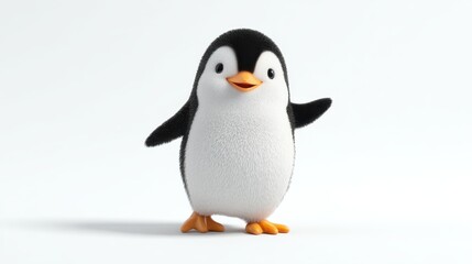 Naklejka premium Cute Penguin Standing and Waving