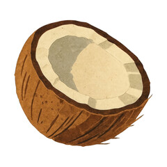 PNG Rustic coconut illustration art