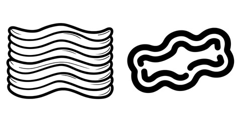 A modern design is showcased in this image, which is a clipart illustration of a bacon silhouette, or a bacon strip or slice, distinguished by its wavy edges