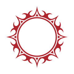 Circular tribal sunburst design abstract border
