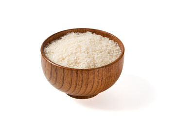 a bowl of raw rice isolated on white background 