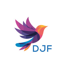 DJF “Colorful Abstract Bird Logo Design – DJF Later Logo, Modern Geometric Vector Illustration”
