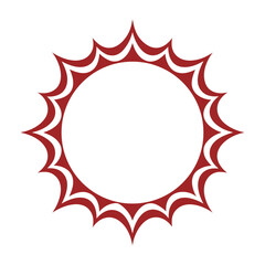 Ornate circular red decorative frame with abstract floral elements vector