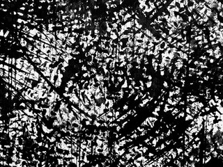 Black and white abstract artwork showcasing intricate patterns and textures created with bold strokes and splashes of paint