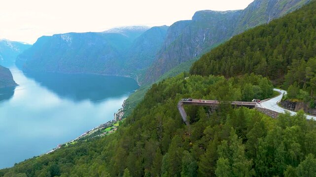 Aerial view of Stegastein viewpoint, Norway.